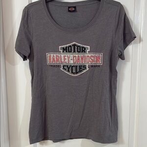 Harley-Davidson Black and Gray Fitted T-Shirt